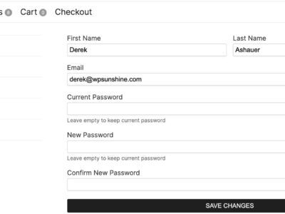 Screenshot of Account Details page