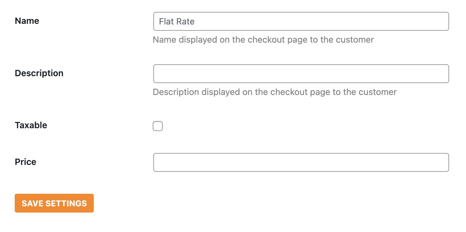 Screenshot of flat rate shipping options