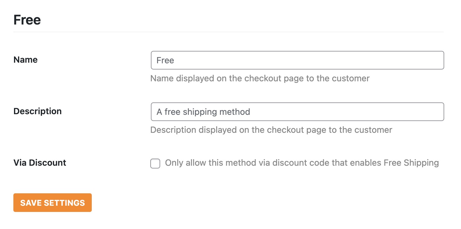 Screenshot of free shipping options