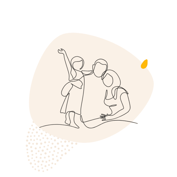Line drawing of a family