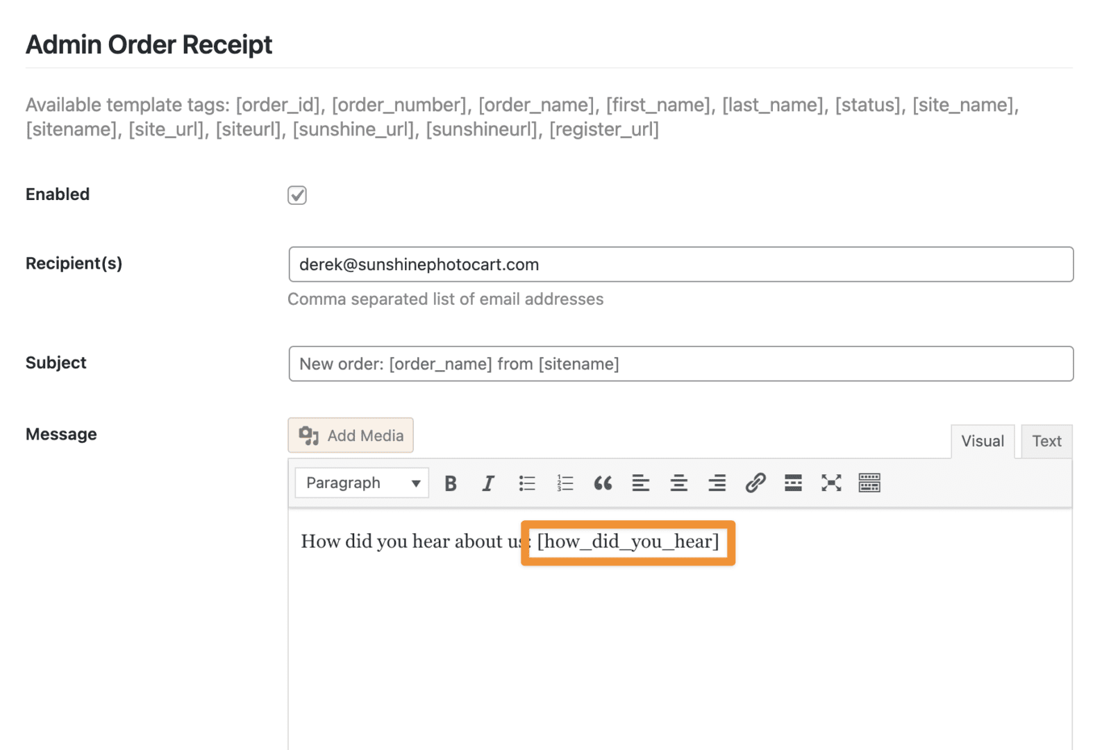 Where to place custom field template tag