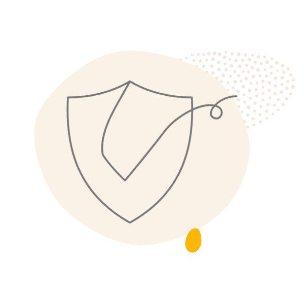 Line drawing of a shield with a check mark