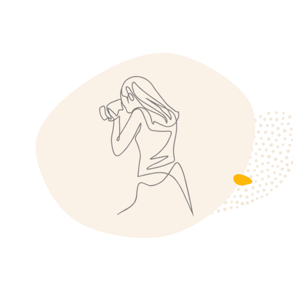Line drawing of a photographer taking a picture