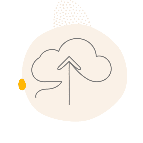 Line drawing of a cloud with an upload arrow