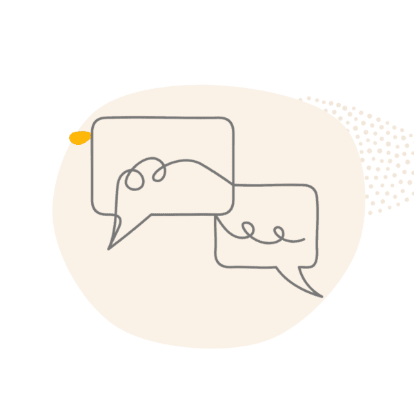Line drawing of two speech bubbles