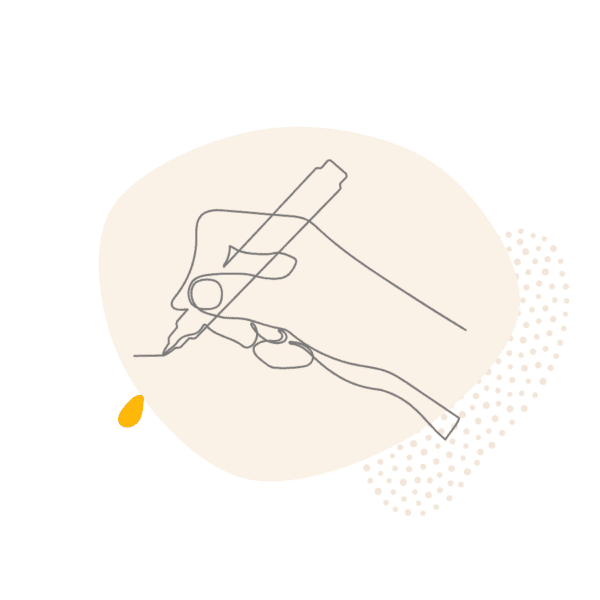 Line drawing of a hand writing