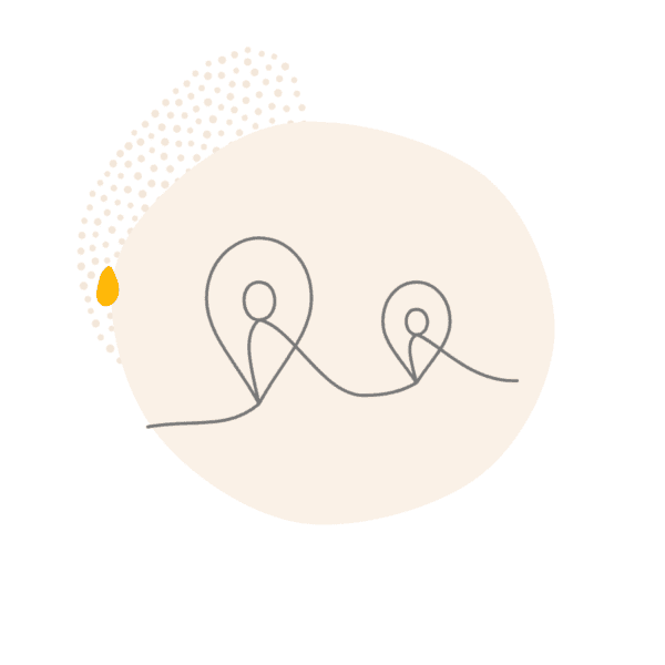 Line drawing of two map pins joined by a winding path