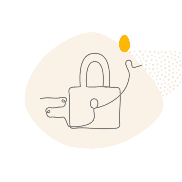 Line drawing of a padlock with speed lines