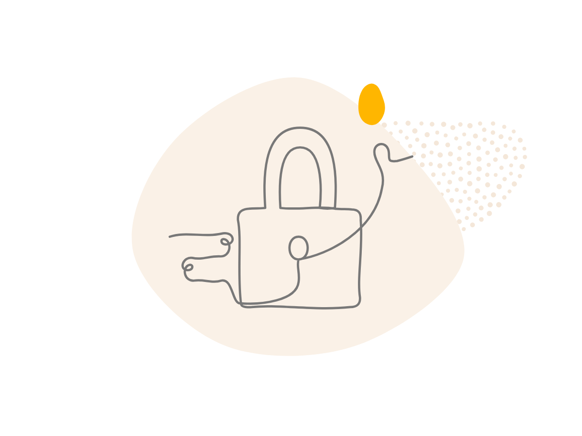 Line drawing of a padlock with speed lines
